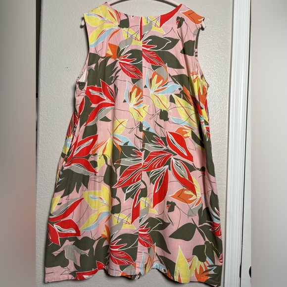 Soft Works Linen Blend Sleeveless Pink Floral, Tropical Dress w Pockets. XXL - Picture 8 of 10